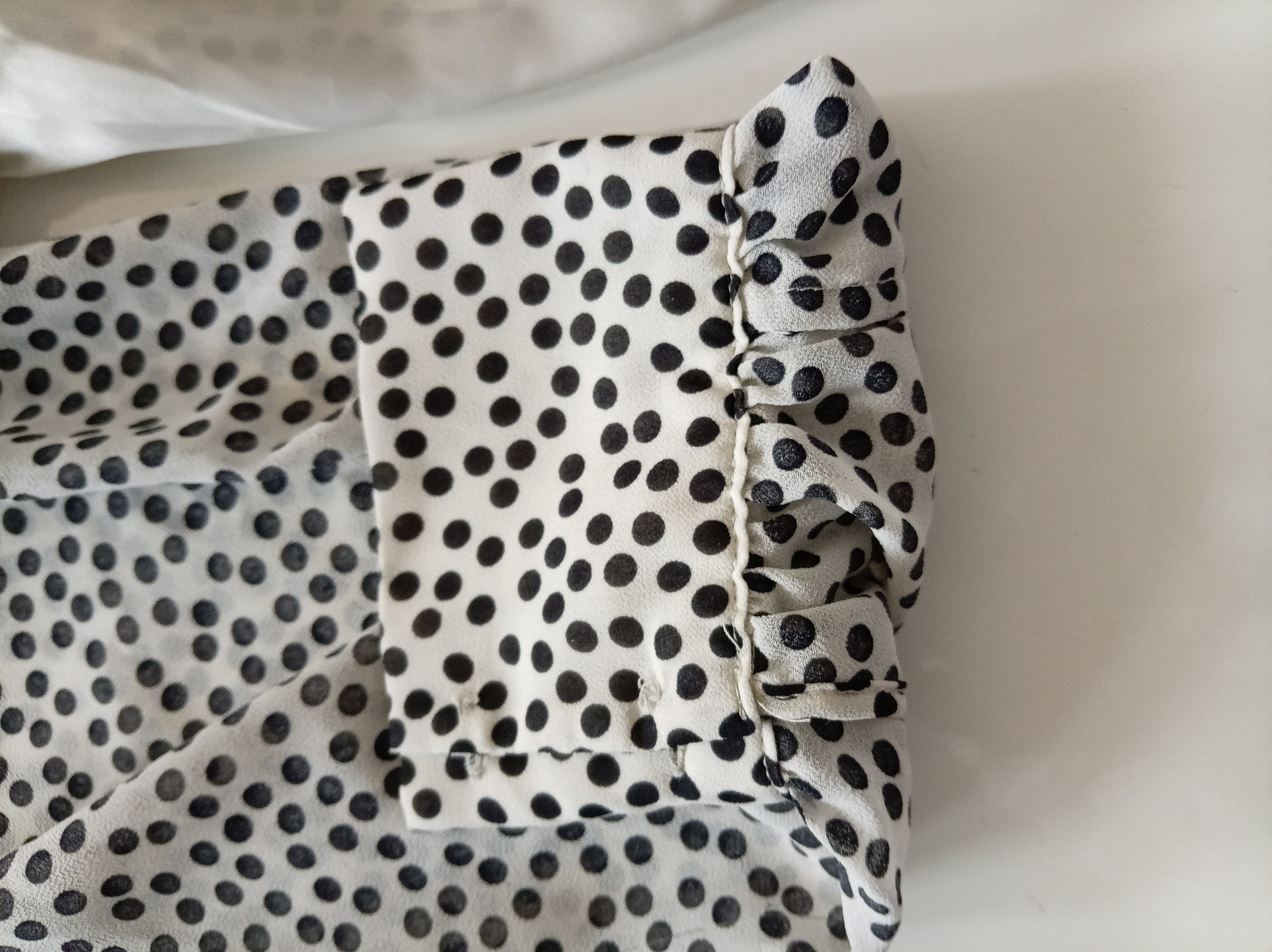H&M White Black Polka Dot Long Sleeve Smock Mini Dress XL