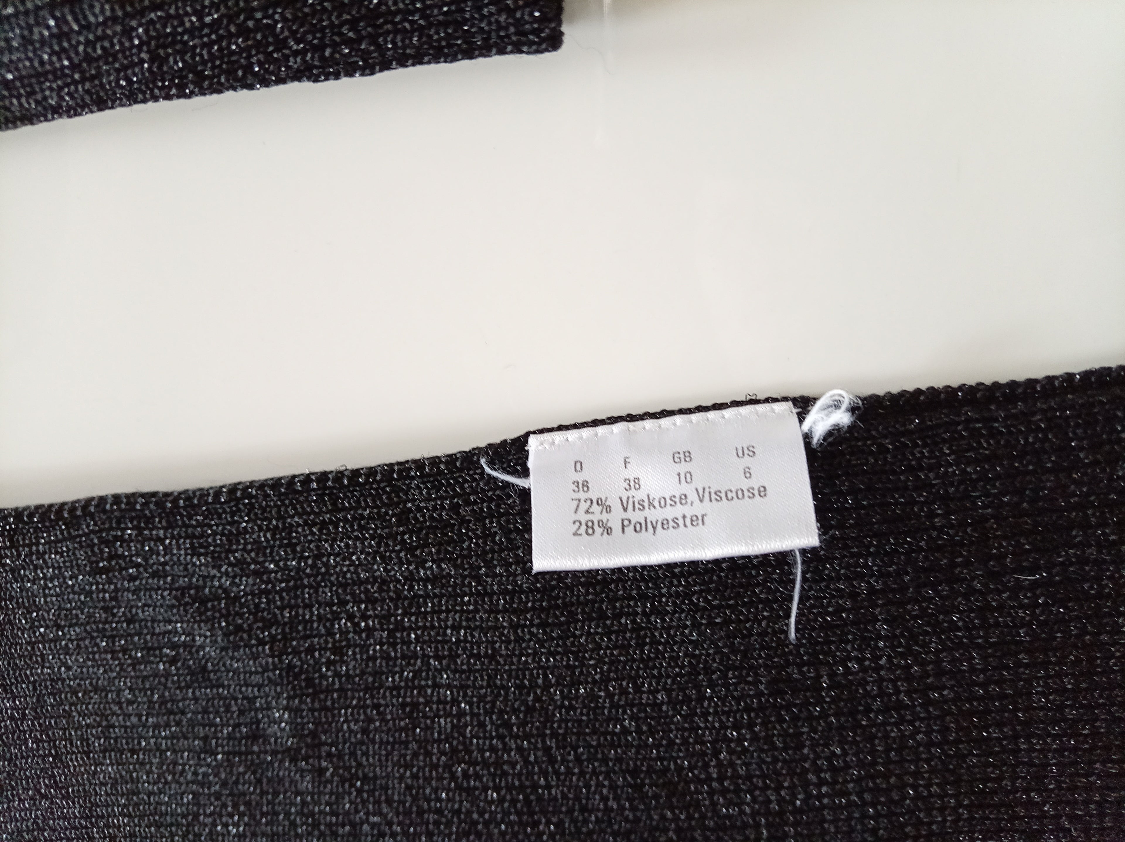 Olsen Black Shimmer Rib Knit Top UK 10 Long Sleeve Stretch Jumper Smart Casual