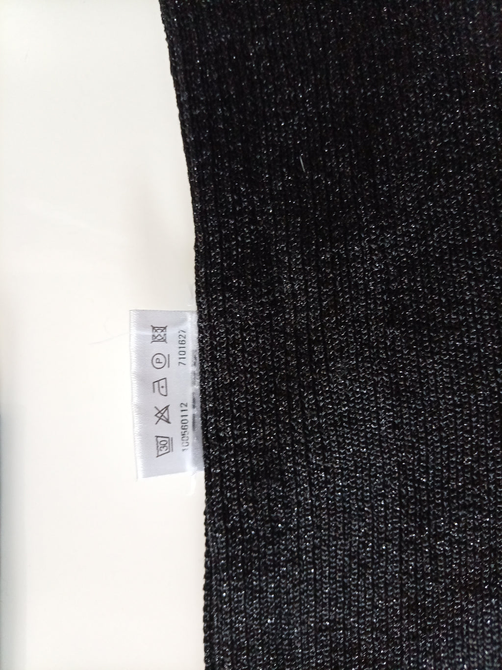 Olsen Black Shimmer Rib Knit Top UK 10 Long Sleeve Stretch Jumper Smart Casual