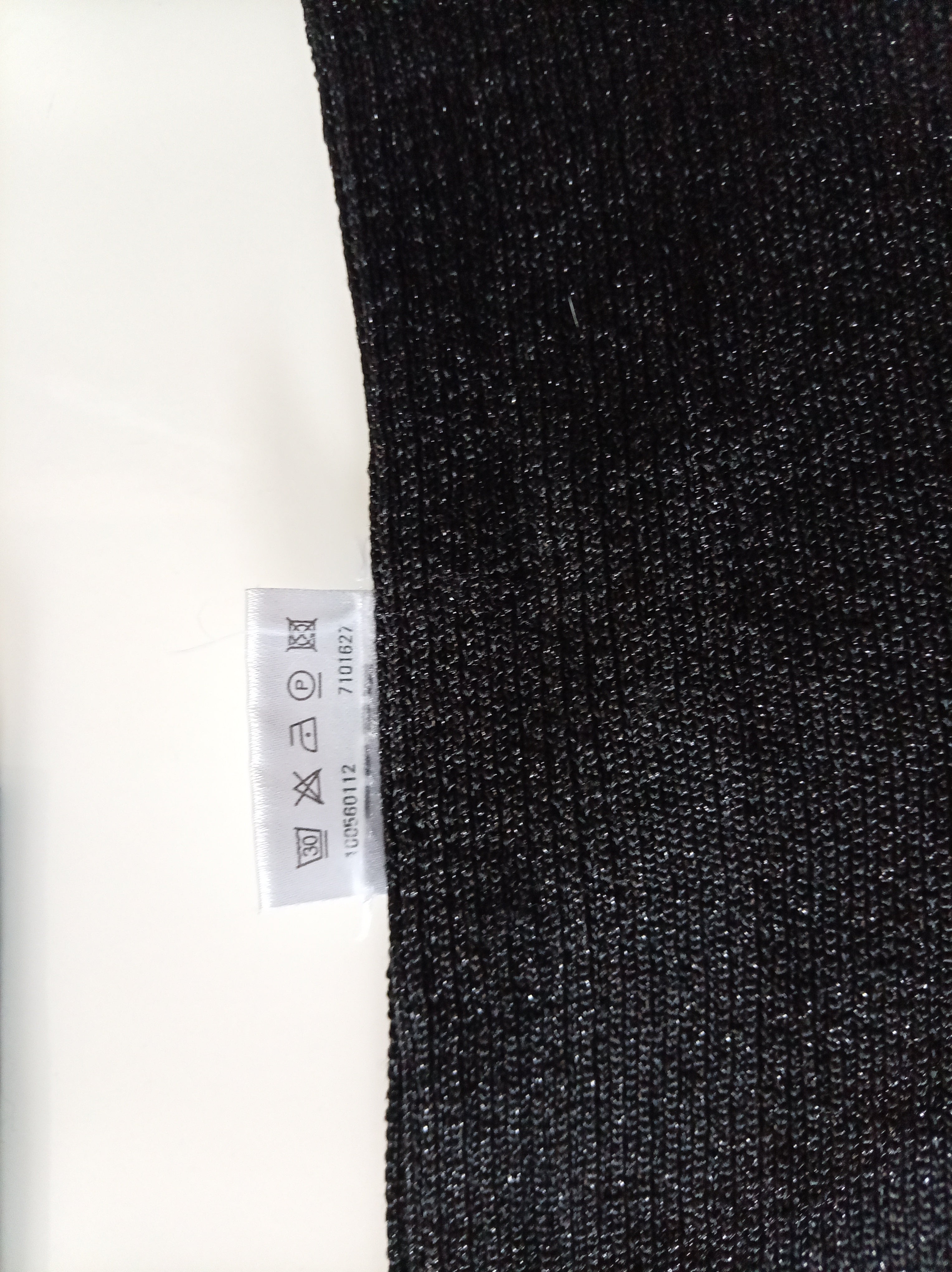 Olsen Black Shimmer Rib Knit Top UK 10 Long Sleeve Stretch Jumper Smart Casual