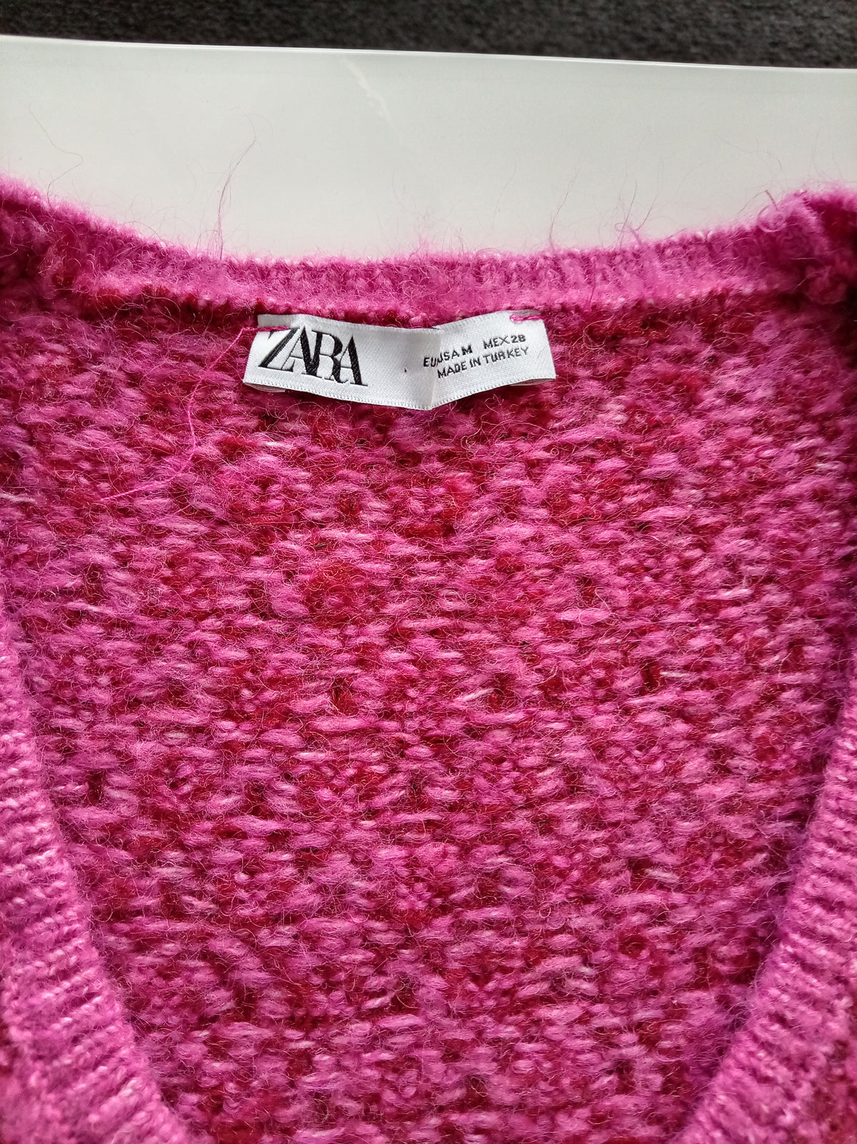 Zara Pink Burgundy Textured Knit Mini Dress Size M Sleeveless A-Line Pockets