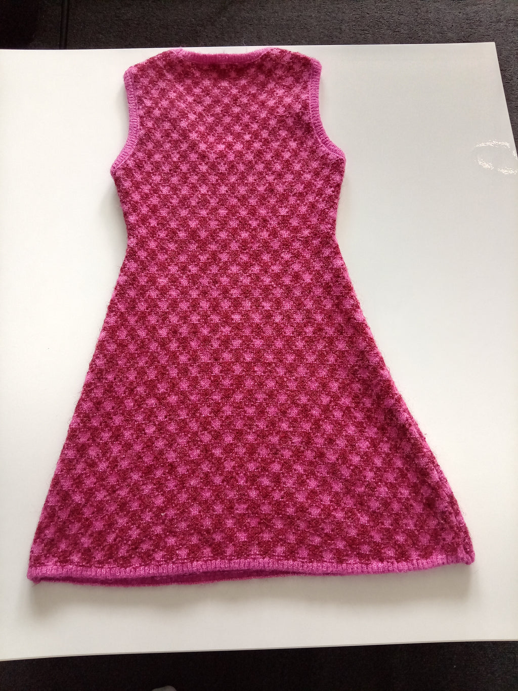 Zara Pink Burgundy Textured Knit Mini Dress Size M Sleeveless A-Line Pockets