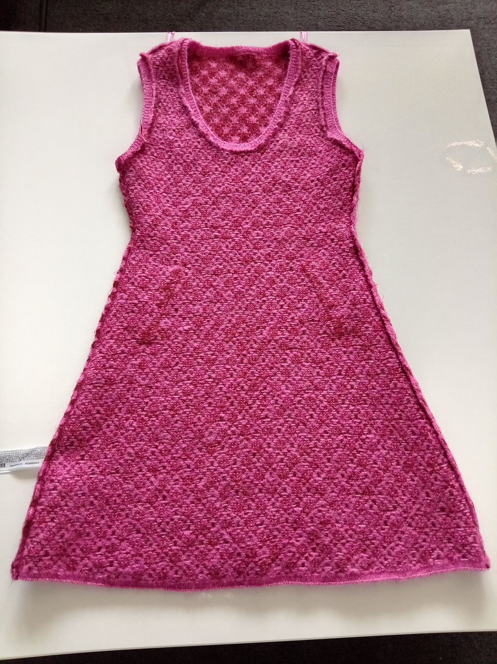 Zara Pink Burgundy Textured Knit Mini Dress Size M Sleeveless A-Line Pockets