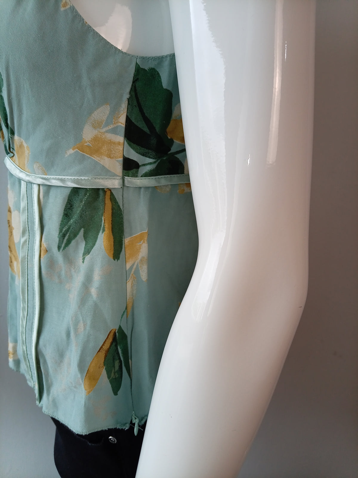MEXX Vintage Floral Cami Top – Aqua & Ochre – EU 40/42