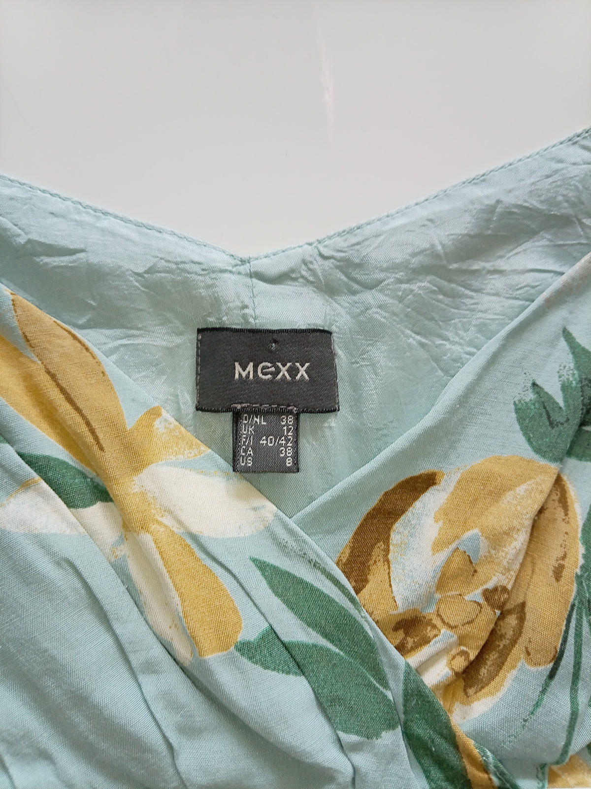 MEXX Vintage Floral Cami Top – Aqua & Ochre – EU 40/42