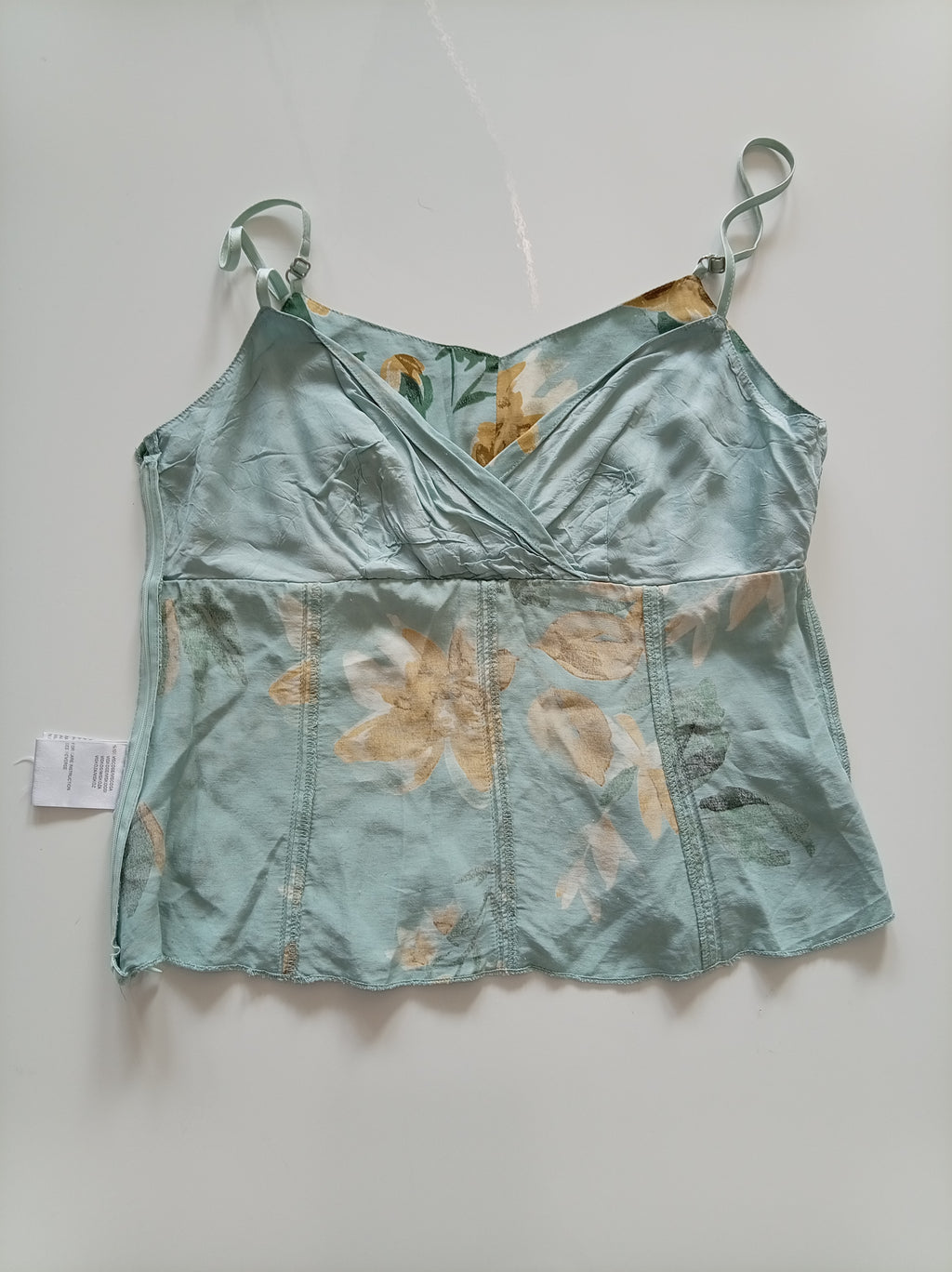 MEXX Vintage Floral Cami Top – Aqua & Ochre – EU 40/42