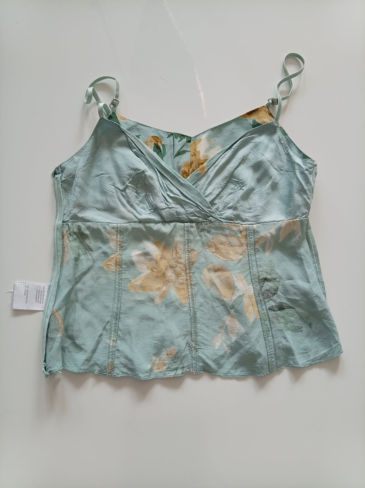 MEXX Vintage Floral Cami Top – Aqua & Ochre – EU 40/42