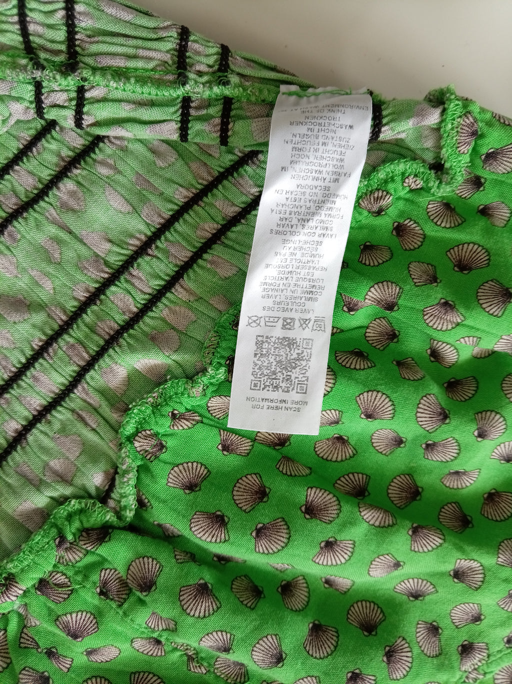 Topshop Green Seashell Print Shirred Crop Top UK 8