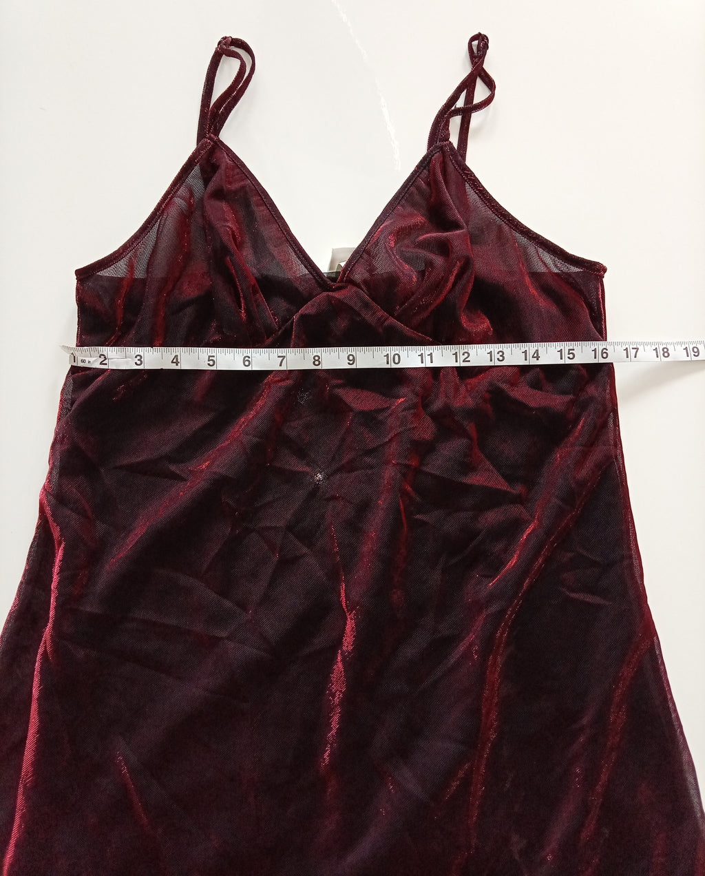Juliana Collection Vintage Burgundy Metallic Sheer Slip Dress