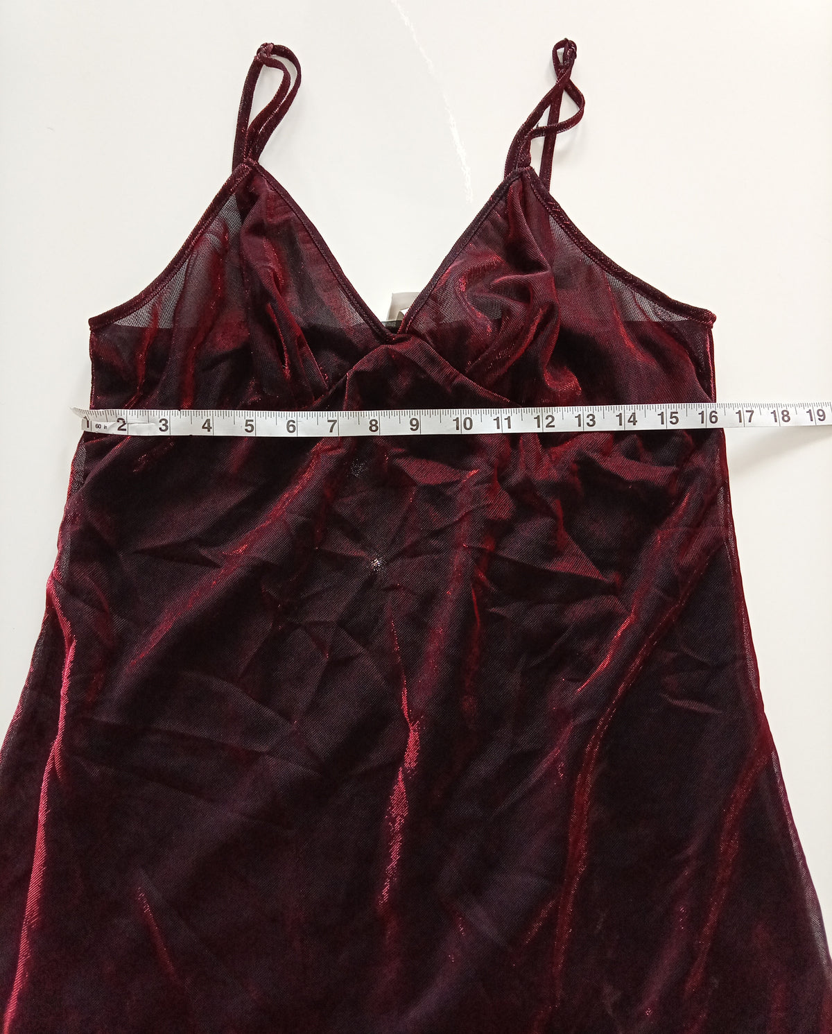 Juliana Collection Vintage Burgundy Metallic Sheer Slip Dress