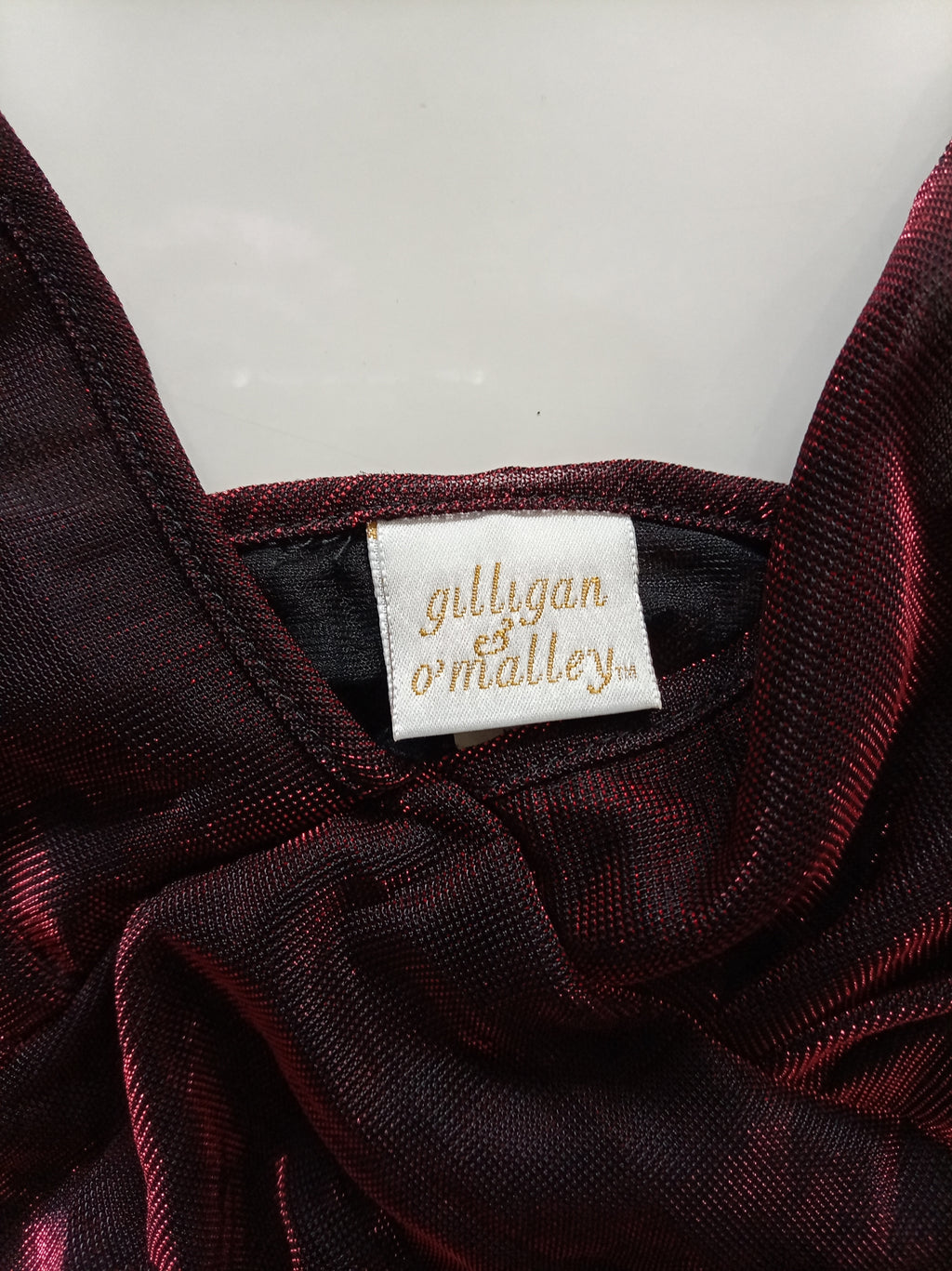 Juliana Collection Vintage Burgundy Metallic Sheer Slip Dress