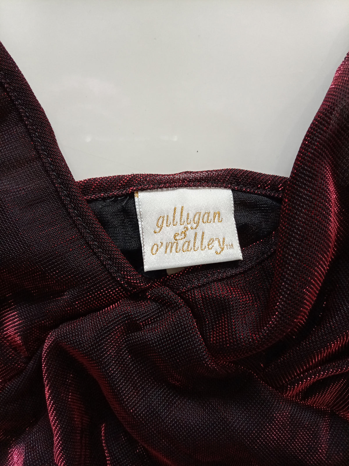 Juliana Collection Vintage Burgundy Metallic Sheer Slip Dress