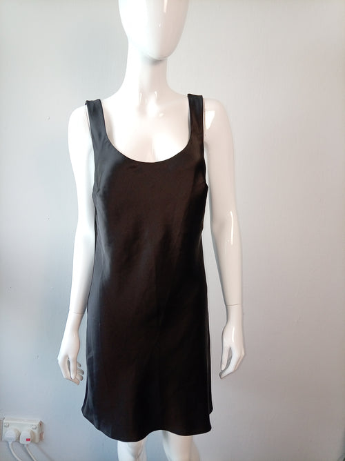 ASOS Design Black Satin Mini Shift Dress – UK 14