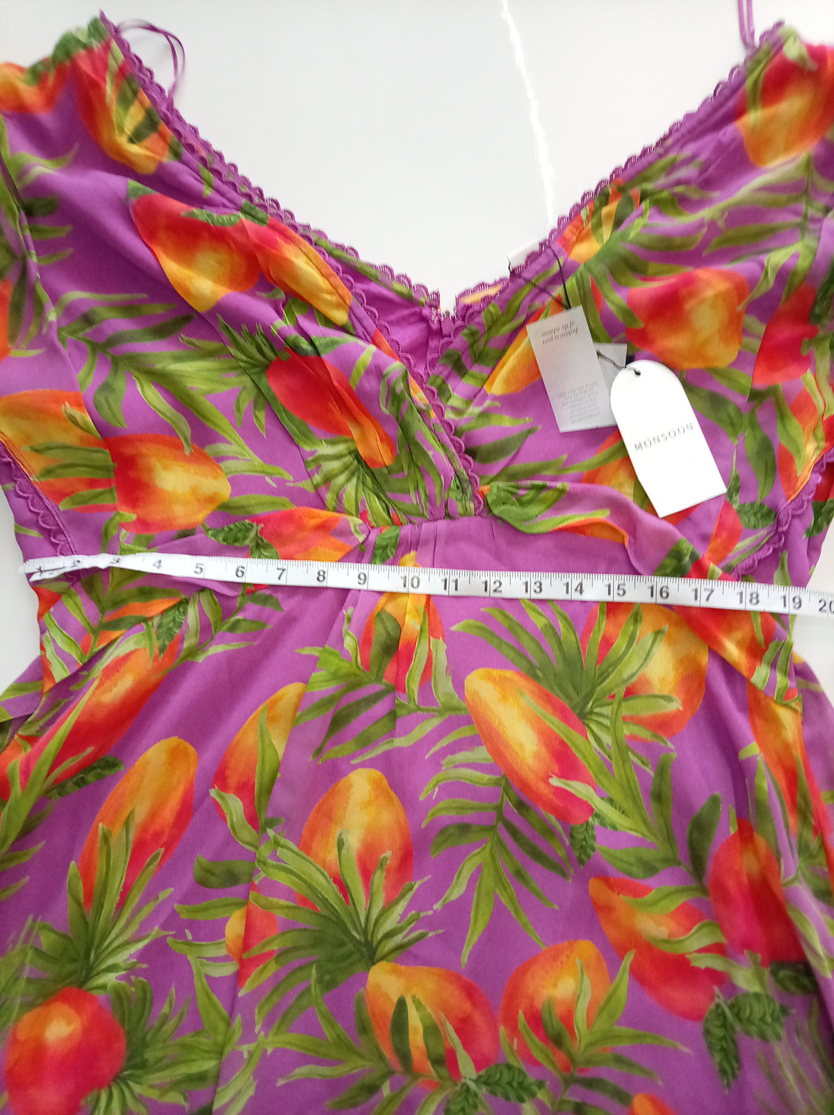 Monsoon Purple Tropical Print Midi Dress – BNWT – UK 20