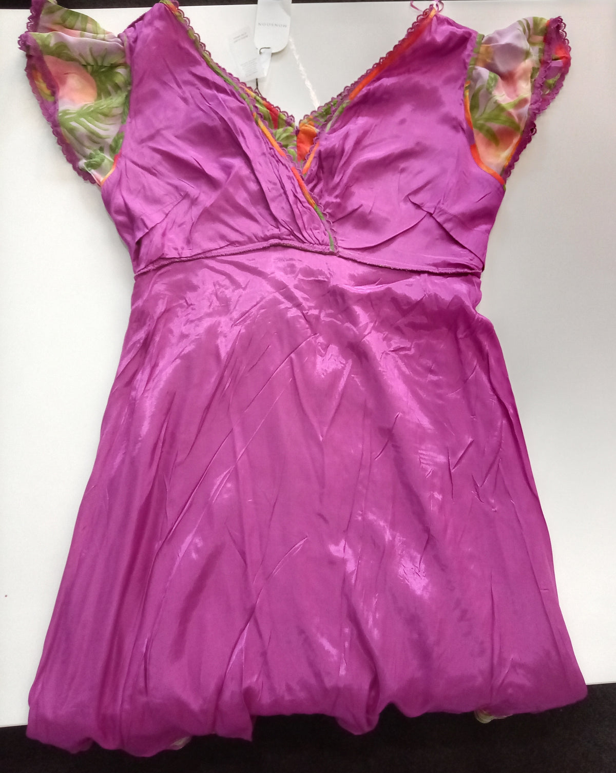 Monsoon Purple Tropical Print Midi Dress – BNWT – UK 20