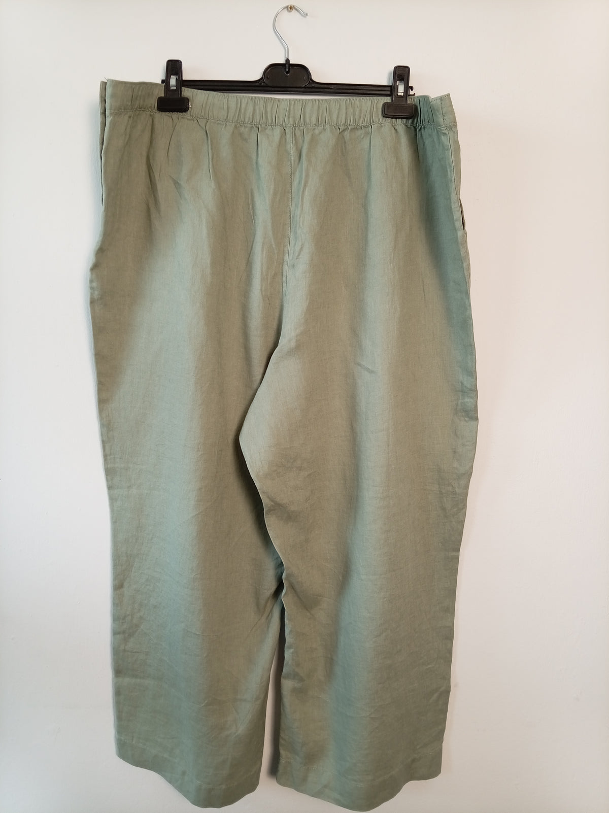 Monsoon 100% Linen Wide Leg Trousers Khaki Green XXL BNWT