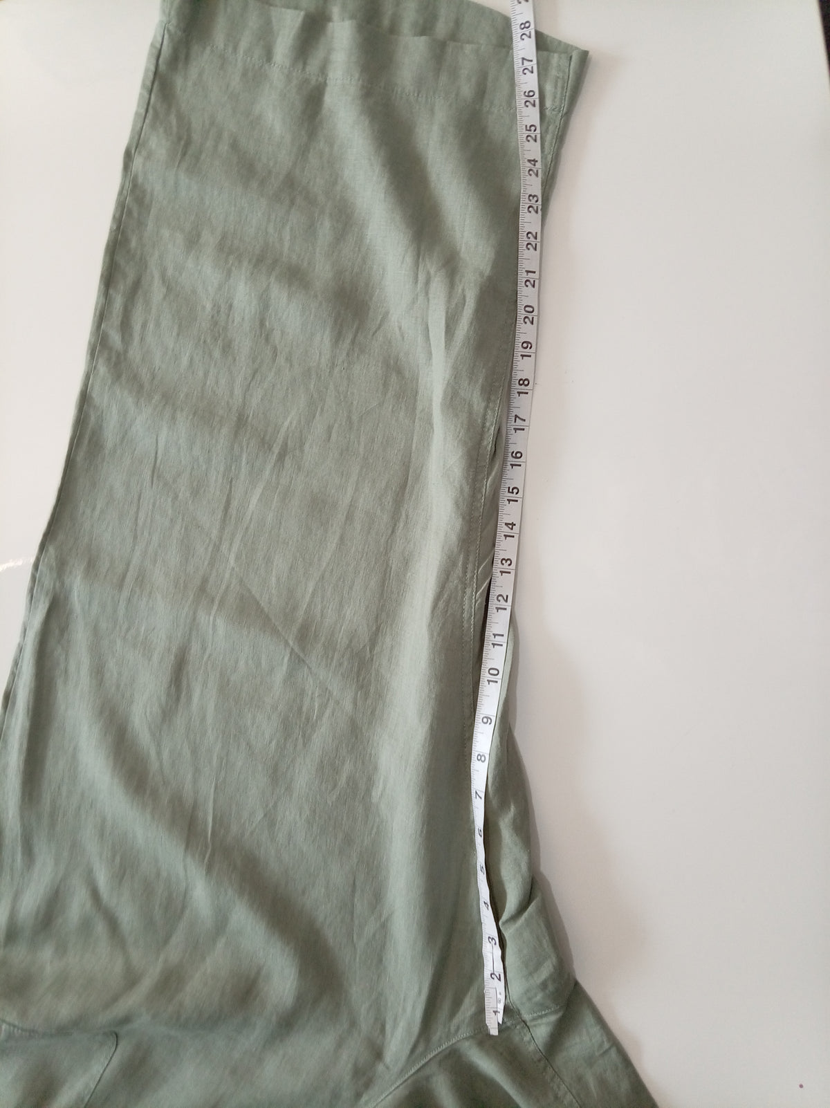 Monsoon 100% Linen Wide Leg Trousers Khaki Green XXL BNWT