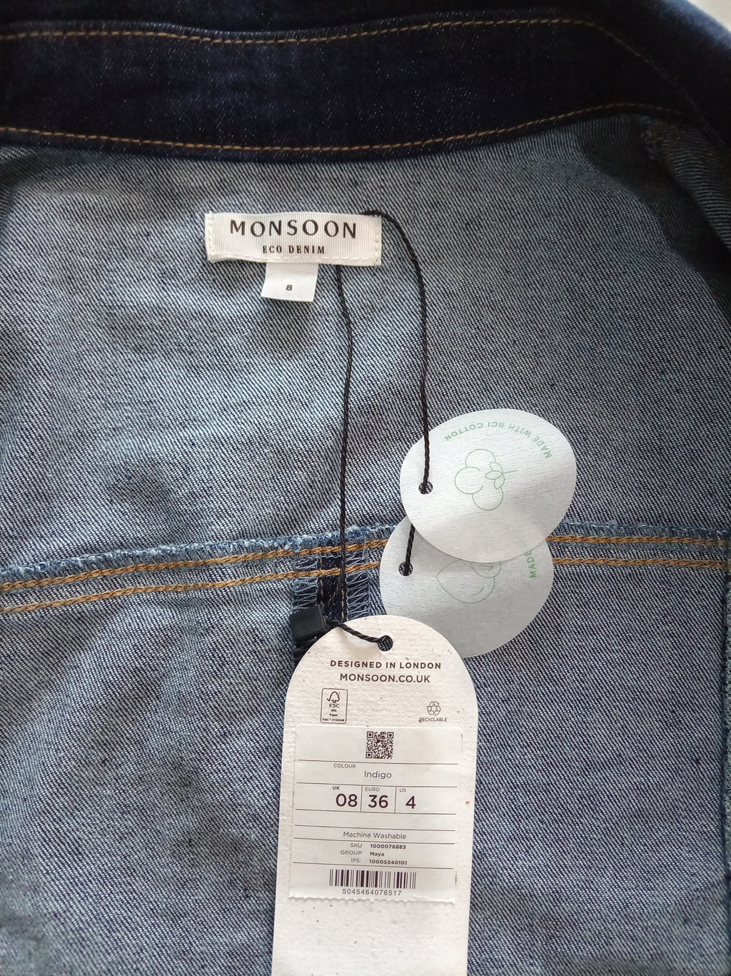 Monsoon Eco Denim Indigo Jacket – BNWT – UK 8