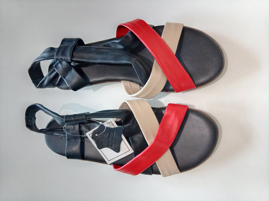 Heavenly Soles Colour Block Slingback Sandals Red Cream Black UK 5 New With Tags