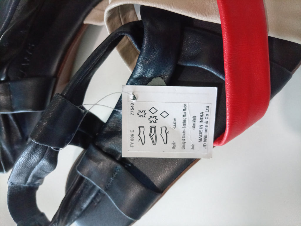 Heavenly Soles Colour Block Slingback Sandals Red Cream Black UK 5 New With Tags