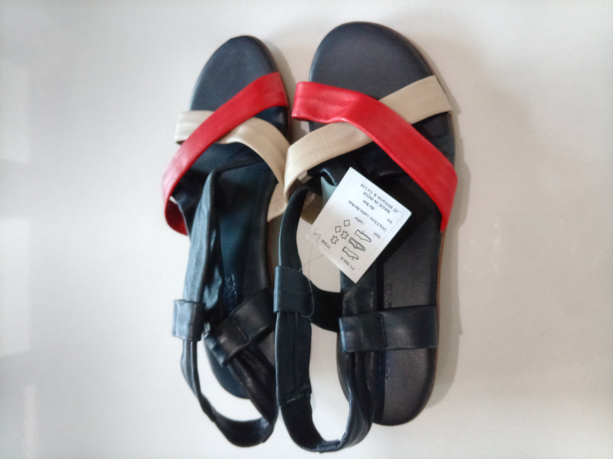 Heavenly Soles Colour Block Slingback Sandals Red Cream Black UK 5 New With Tags