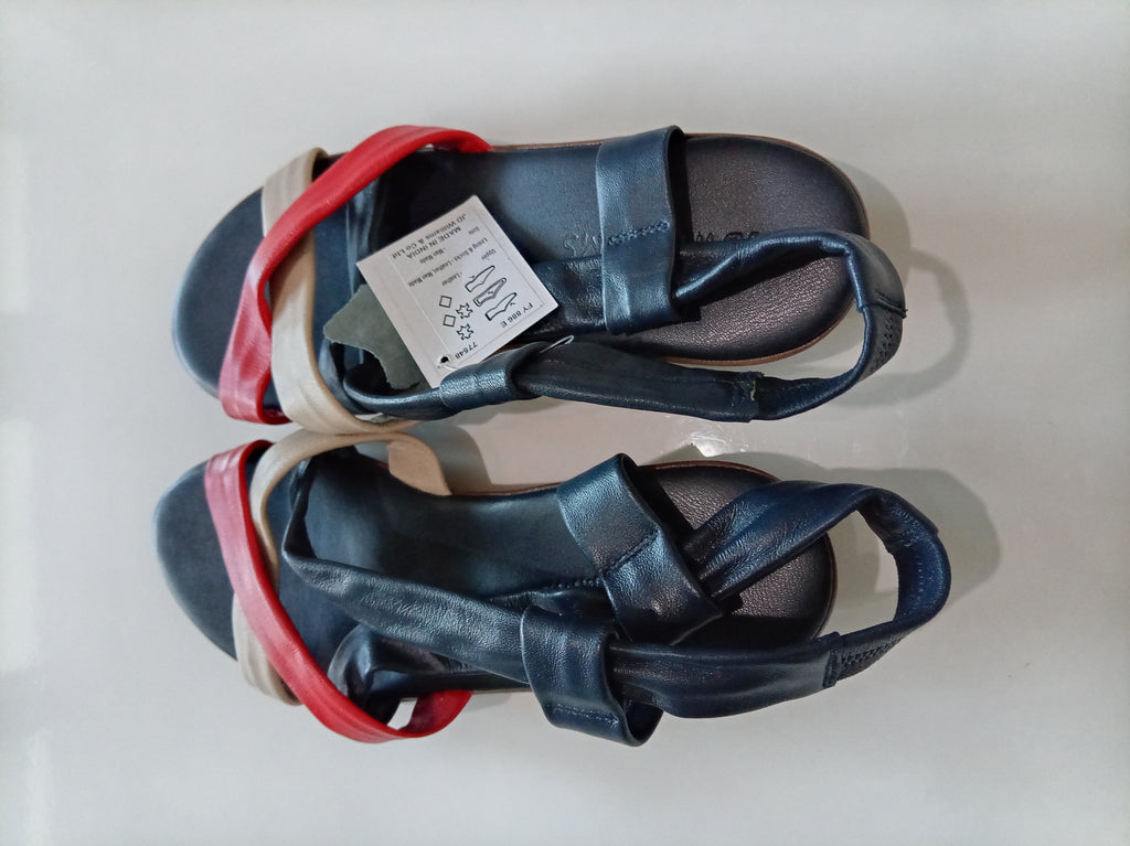 Heavenly Soles Colour Block Slingback Sandals Red Cream Black UK 5 New With Tags