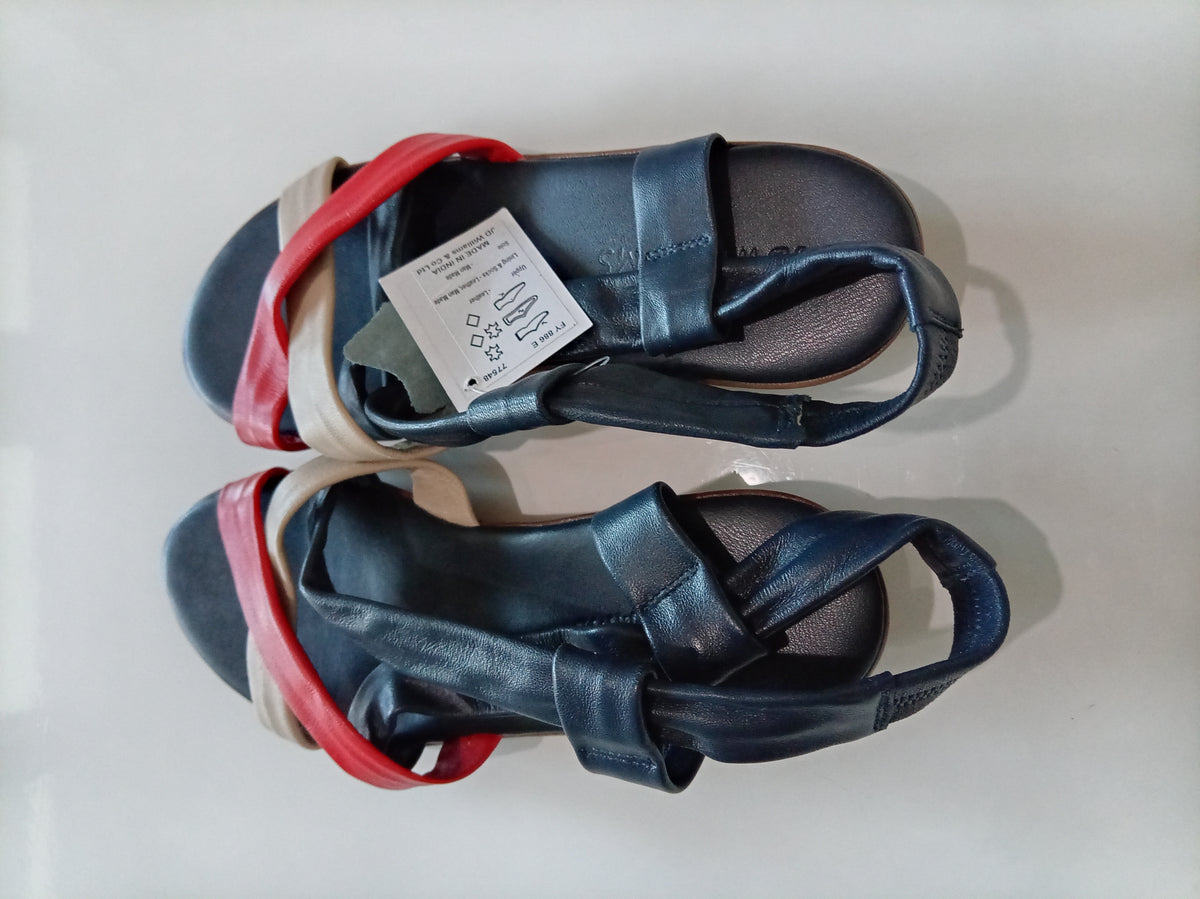Heavenly Soles Colour Block Slingback Sandals Red Cream Black UK 5 New With Tags