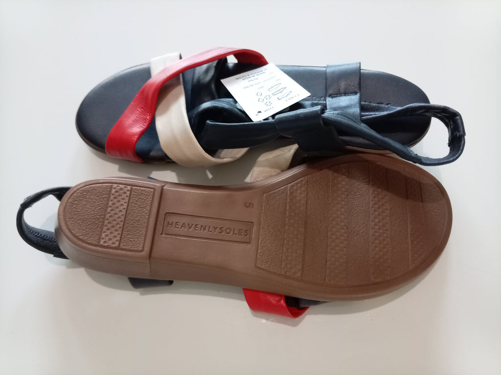 Heavenly Soles Colour Block Slingback Sandals Red Cream Black UK 5 New With Tags