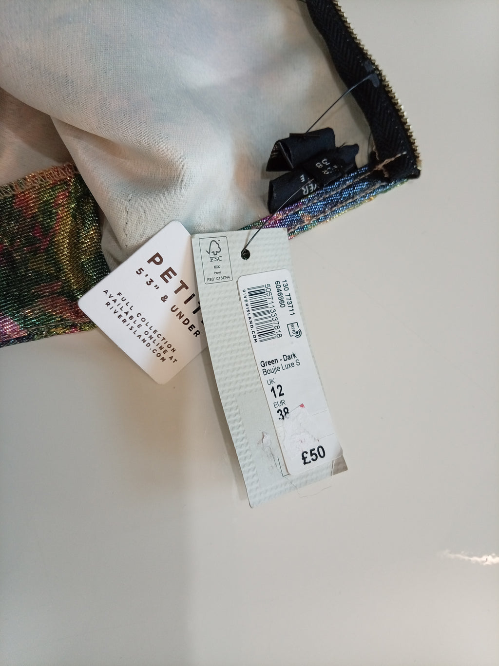 River Island Boutique Luxe Metallic Floral Peplum Top – UK 12 – BNWT