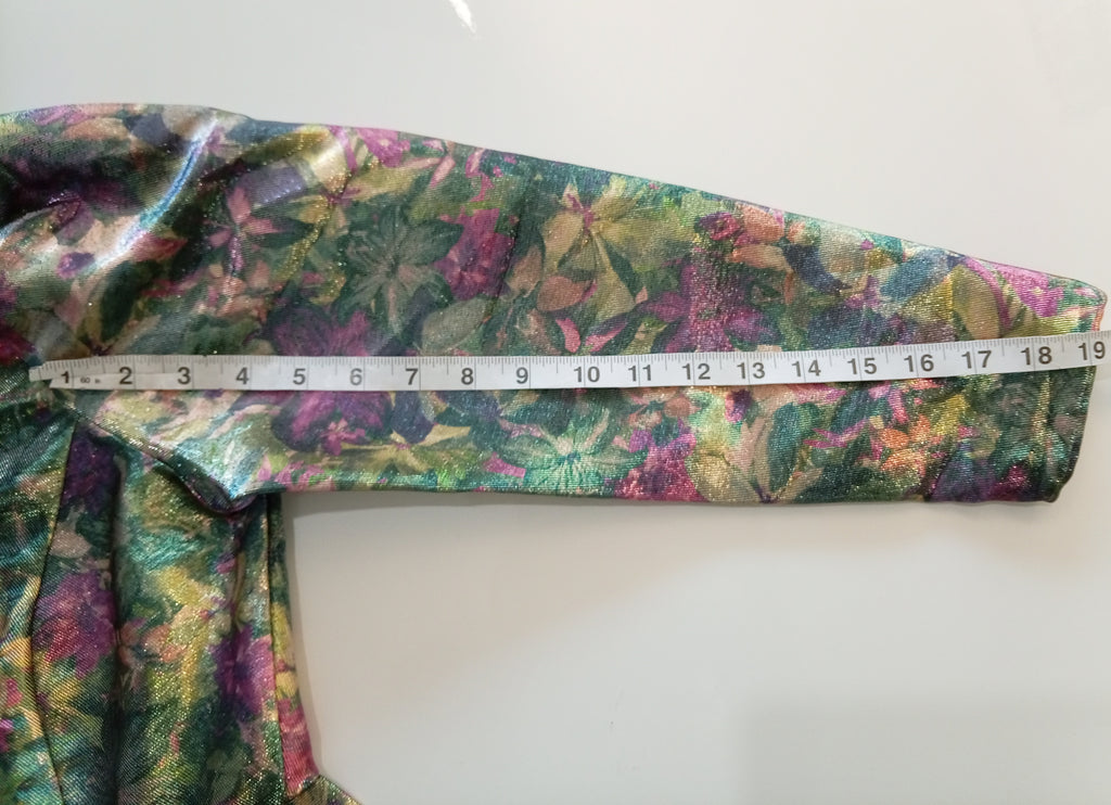 River Island Boutique Luxe Metallic Floral Peplum Top – UK 12 – BNWT