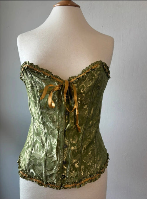 Alivila.Y Olive Green Jacquard Corset Top – XL / UK 20–22