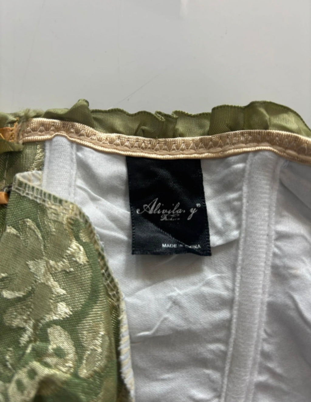 Alivila.Y Olive Green Jacquard Corset Top – XL / UK 20–22