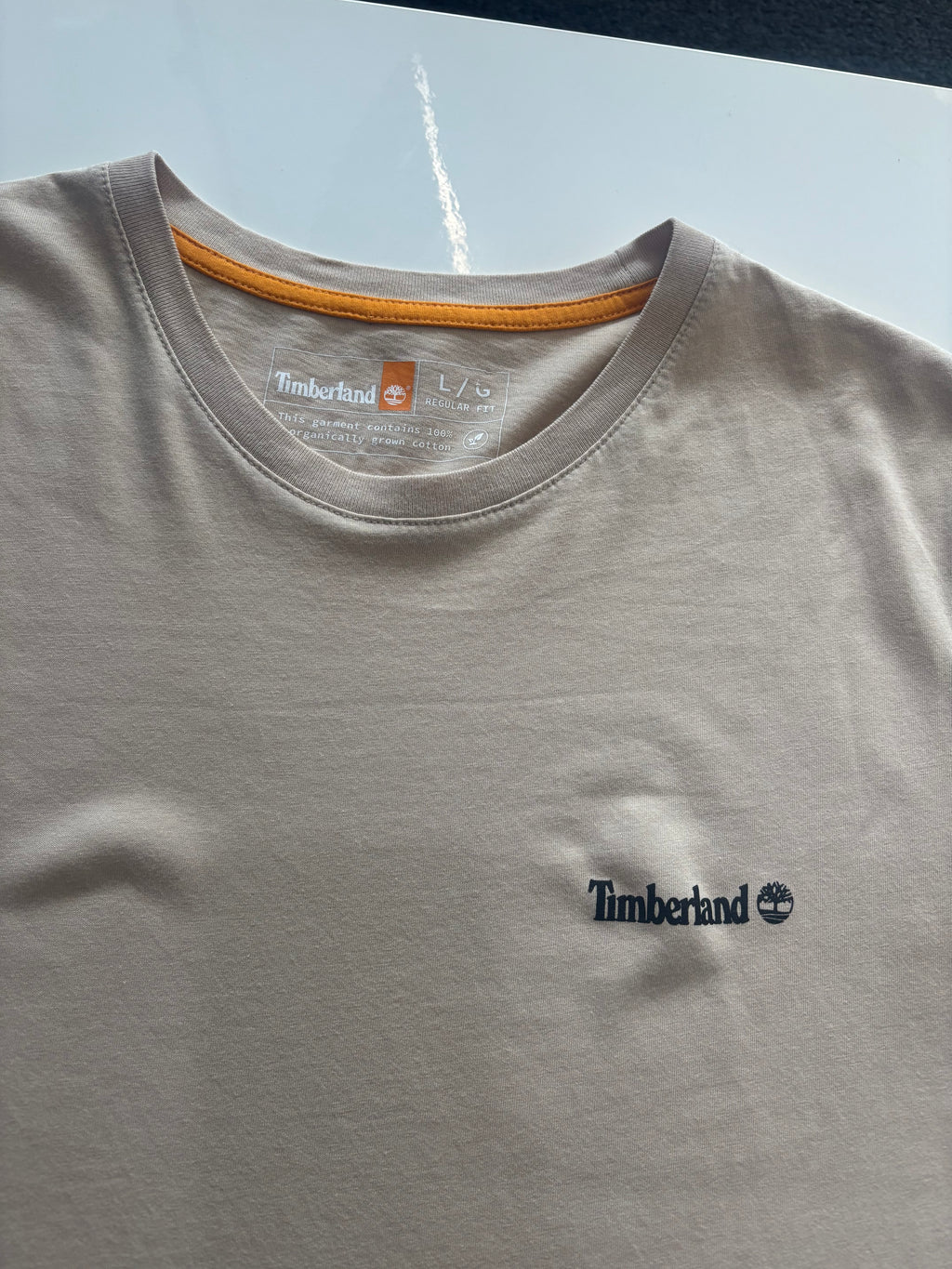 Timberland Organic Cotton Logo T-Shirt – Beige – Size L