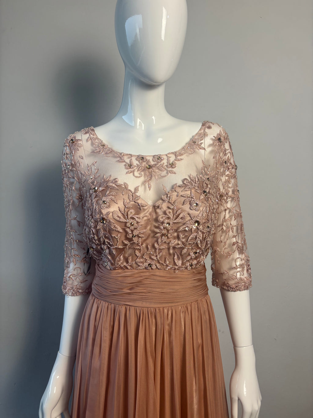 Carla Ruiz Embellished Lace Maxi Occasion Dress – Blush Pink – UK 18 BNWT
