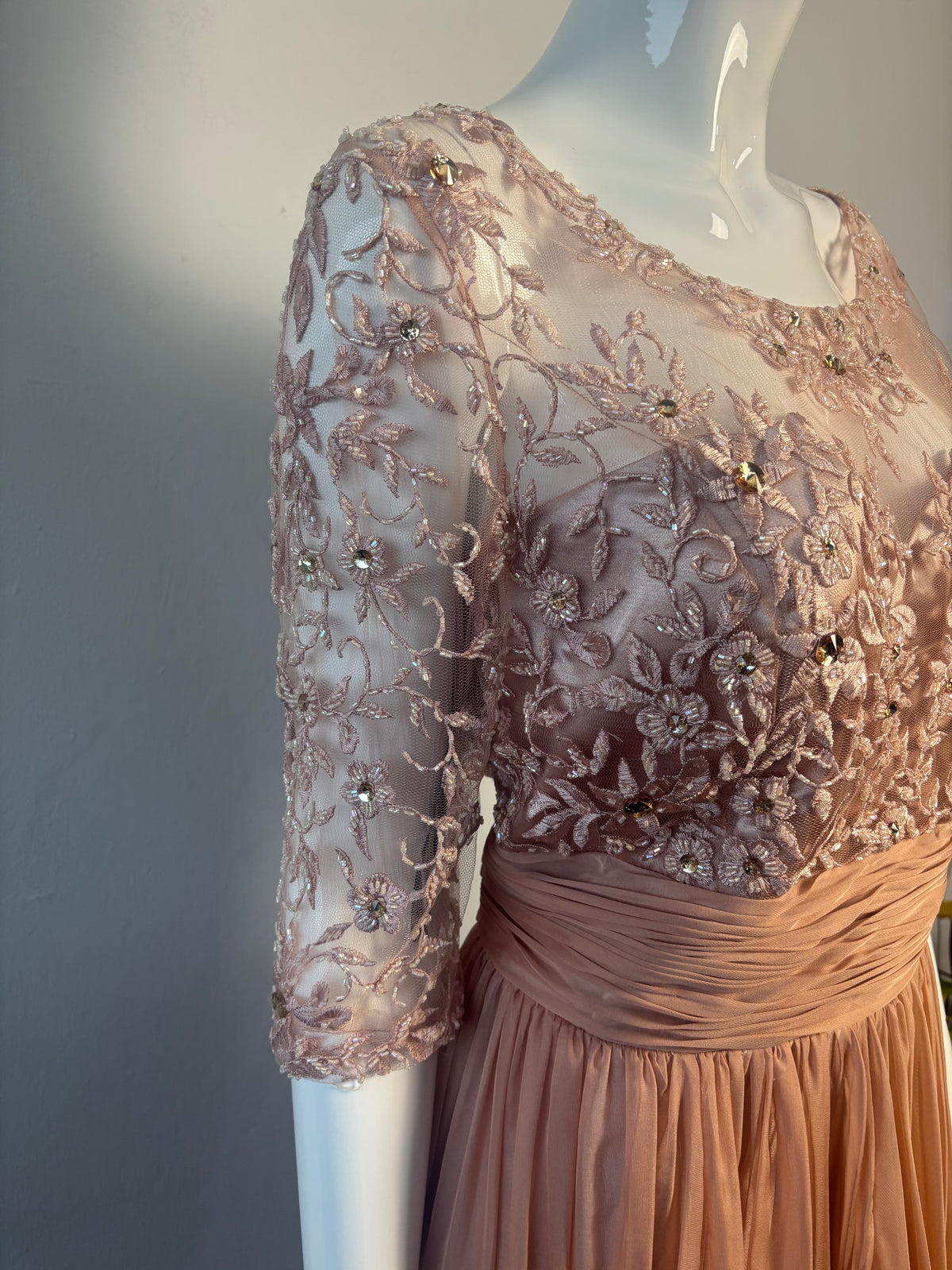 Carla Ruiz Embellished Lace Maxi Occasion Dress – Blush Pink – UK 18 BNWT