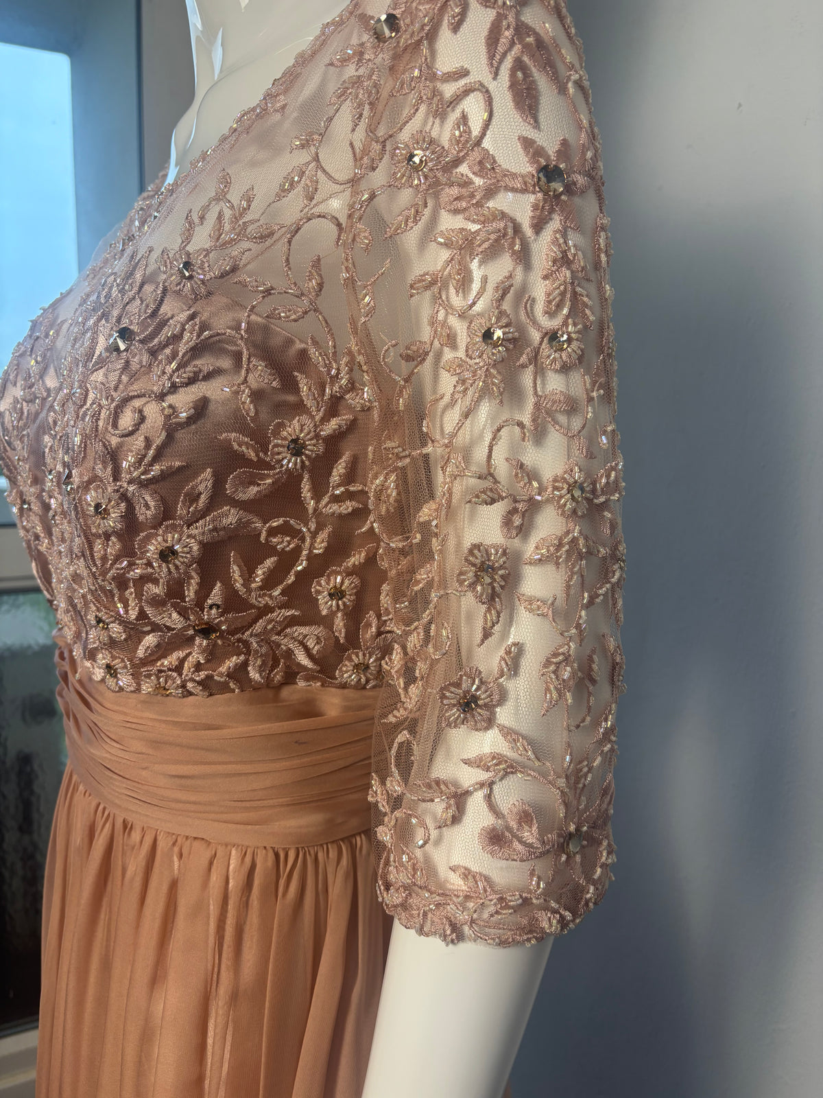 Carla Ruiz Embellished Lace Maxi Occasion Dress – Blush Pink – UK 18 BNWT