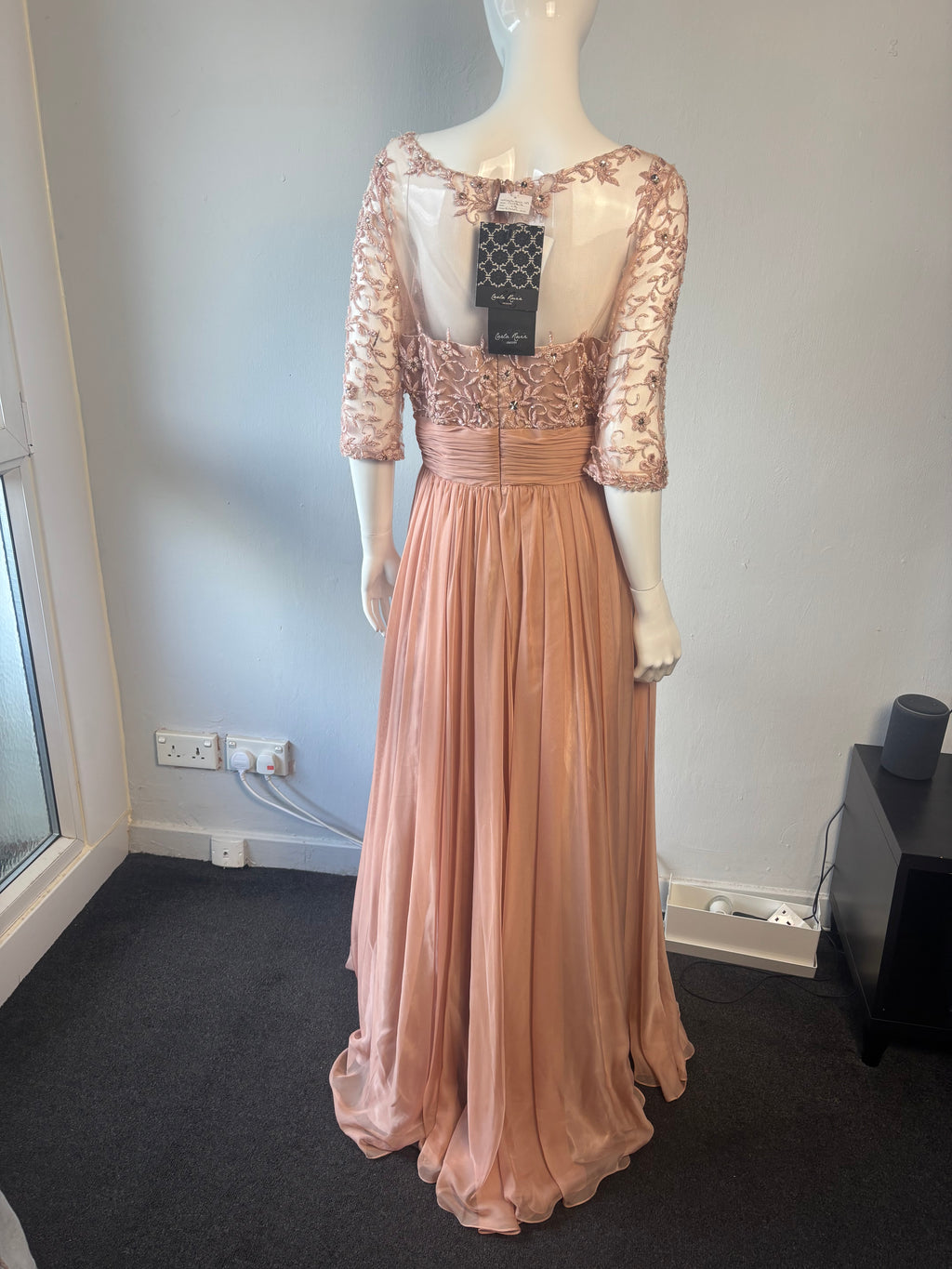 Carla Ruiz Embellished Lace Maxi Occasion Dress – Blush Pink – UK 18 BNWT