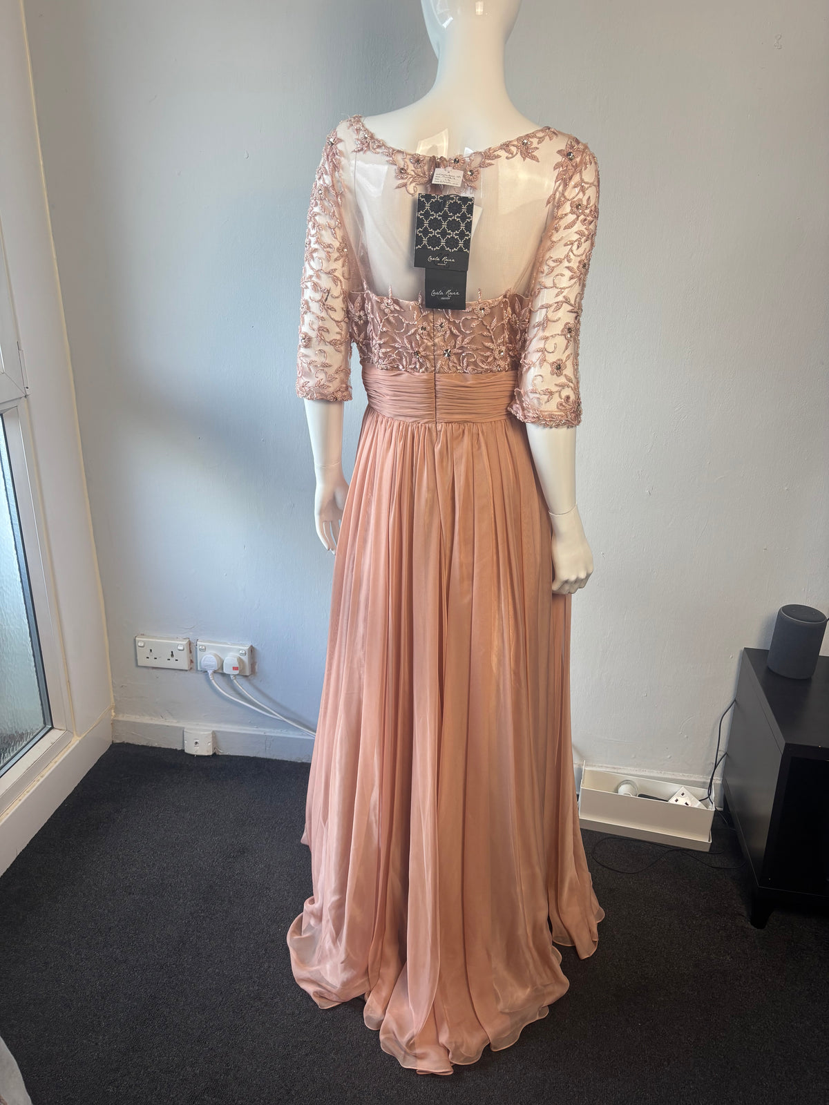 Carla Ruiz Embellished Lace Maxi Occasion Dress – Blush Pink – UK 18 BNWT