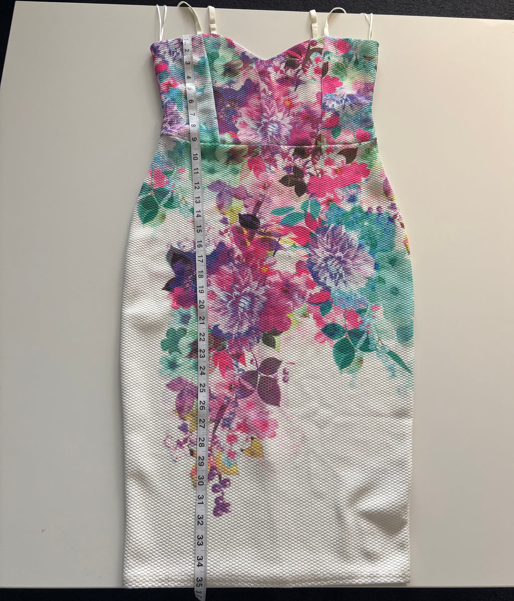 Lipsy London Floral Bodycon Midi Dress (UK 12, New With Tags)