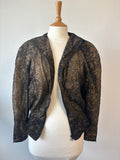 Vintage 80s Made in Italy Metallic Abstract Jacket – Zip Front, Pockets – UK 10–12