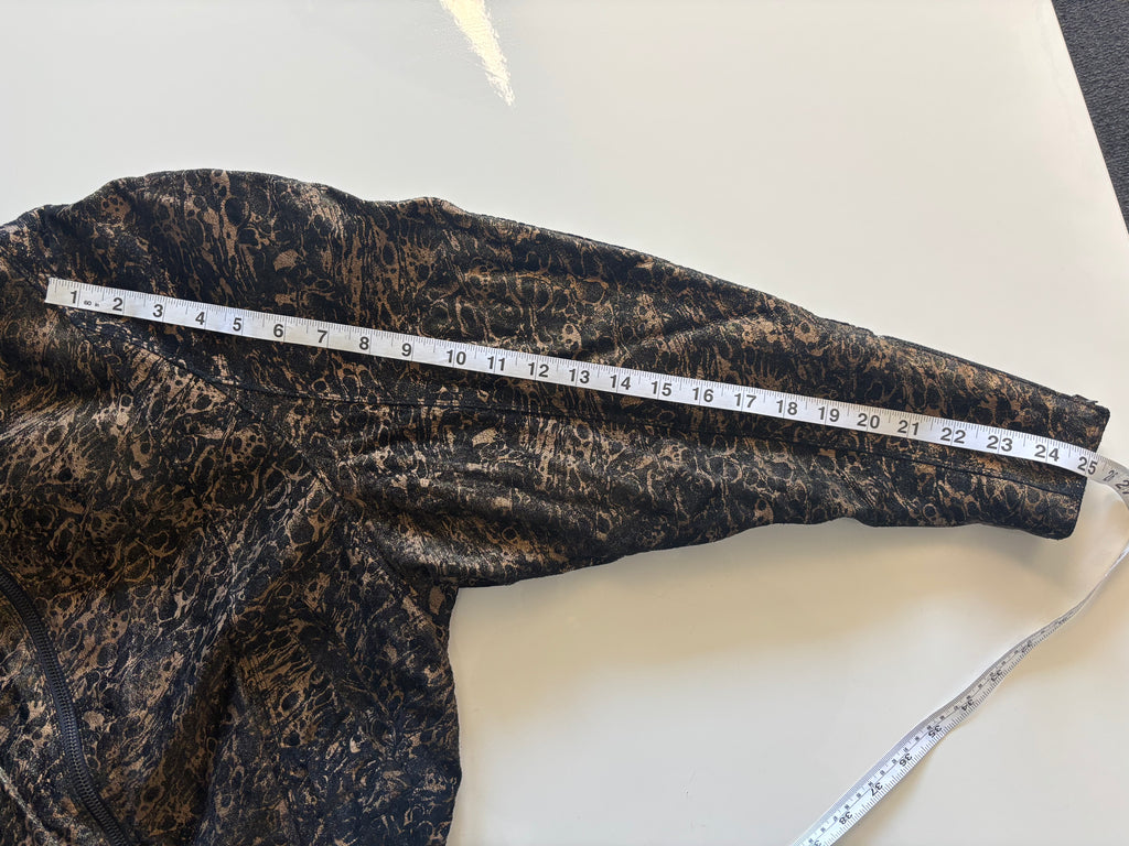 Vintage 80s Made in Italy Metallic Abstract Jacket – Zip Front, Pockets – UK 10–12