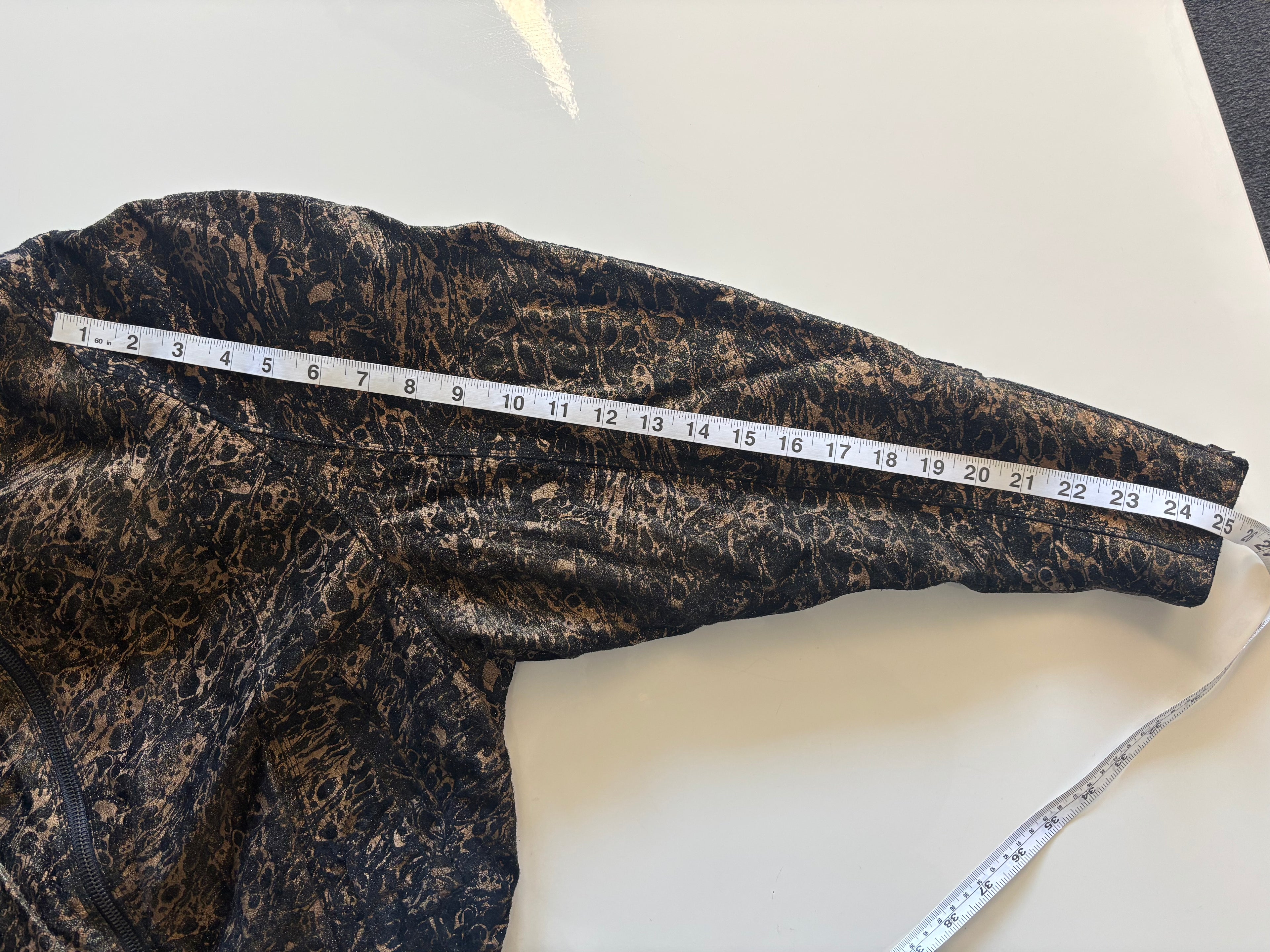 Vintage 80s Made in Italy Metallic Abstract Jacket – Zip Front, Pockets – UK 10–12