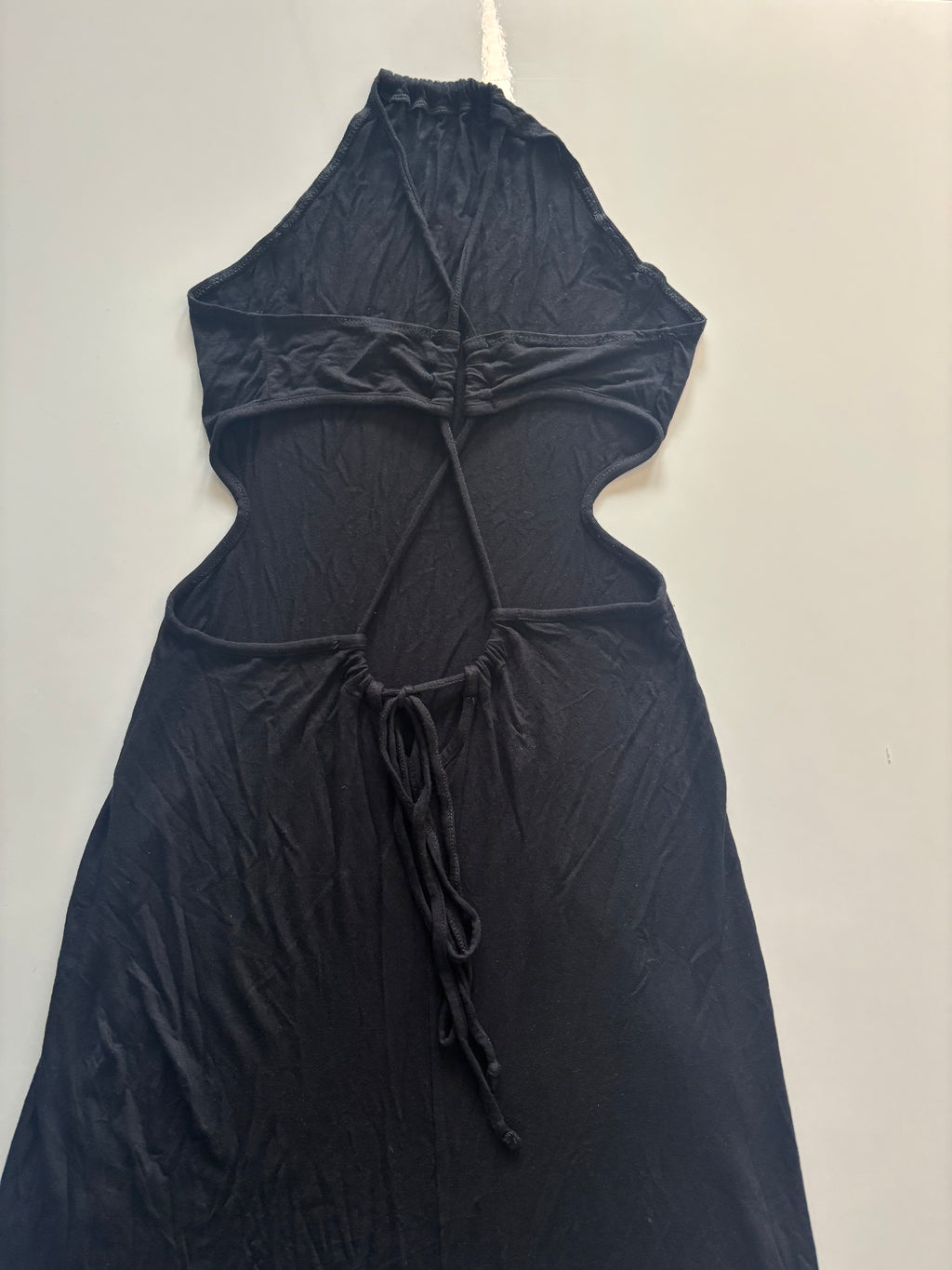 Missguided Black Cut-Out Backless Maxi Dress – Bodycon (UK 12)