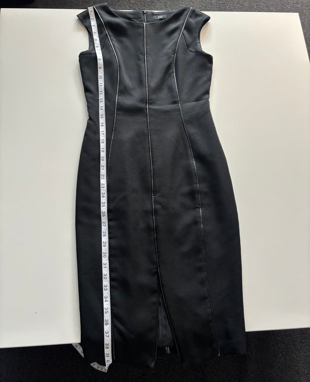 Black Bodycon Midi Dress – Sleeveless Panelled Fit (UK 6)