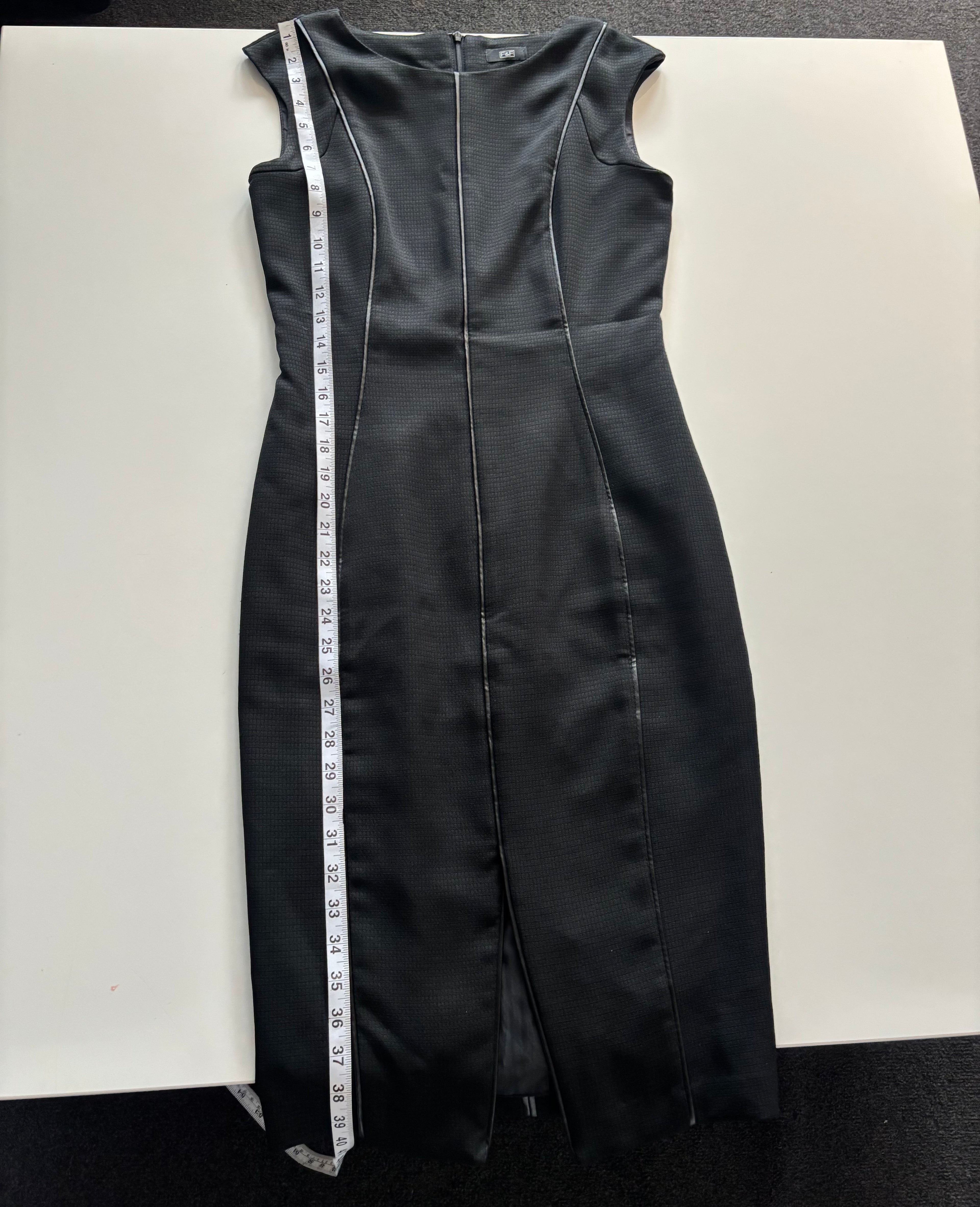 Black Bodycon Midi Dress – Sleeveless Panelled Fit (UK 6)