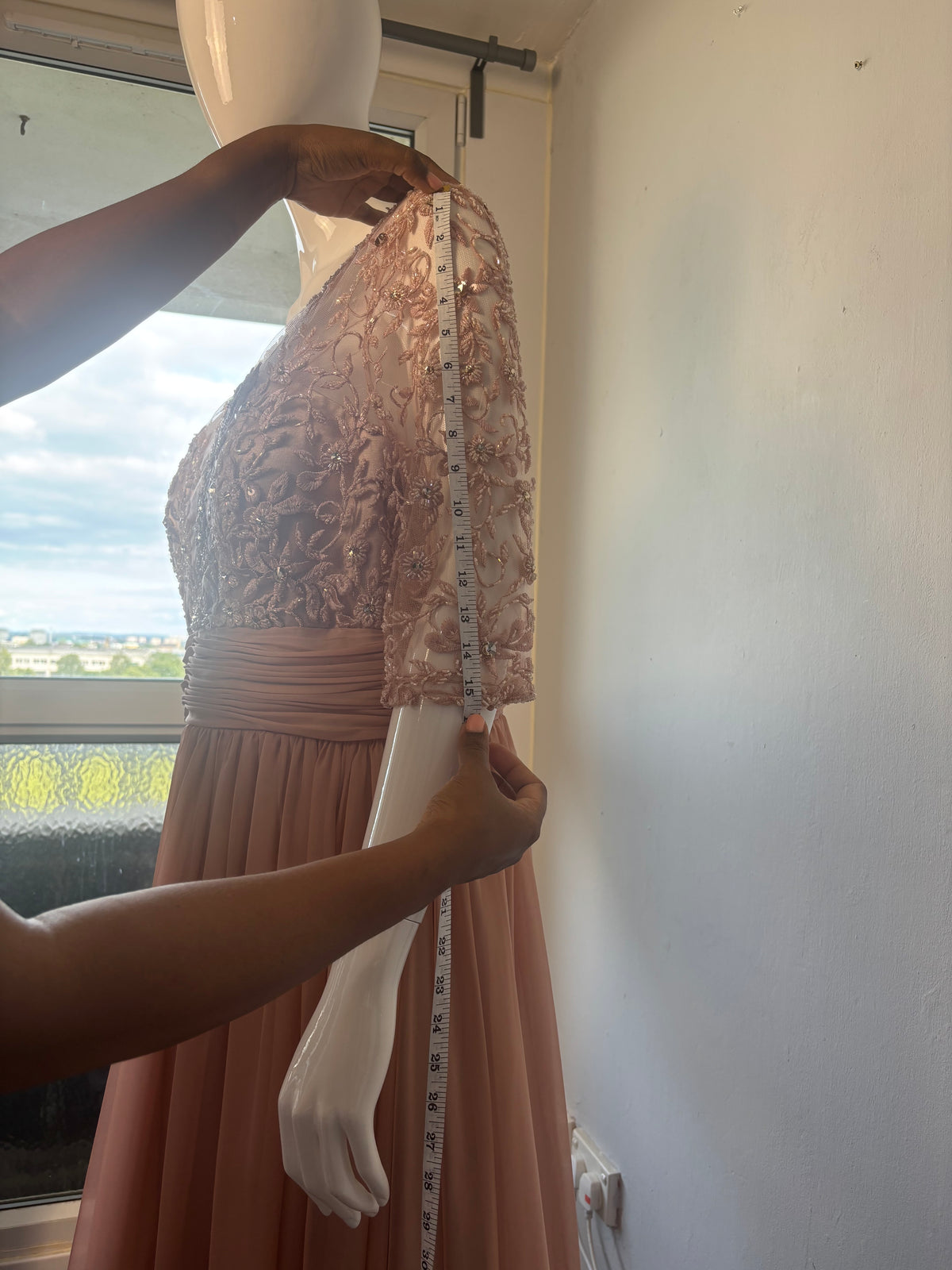Carla Ruiz Embellished Lace Maxi Occasion Dress – Blush Pink – UK 18 BNWT
