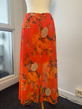 Karen Millen Orange Floral Midi Skirt – Button Front Floaty (UK 12)