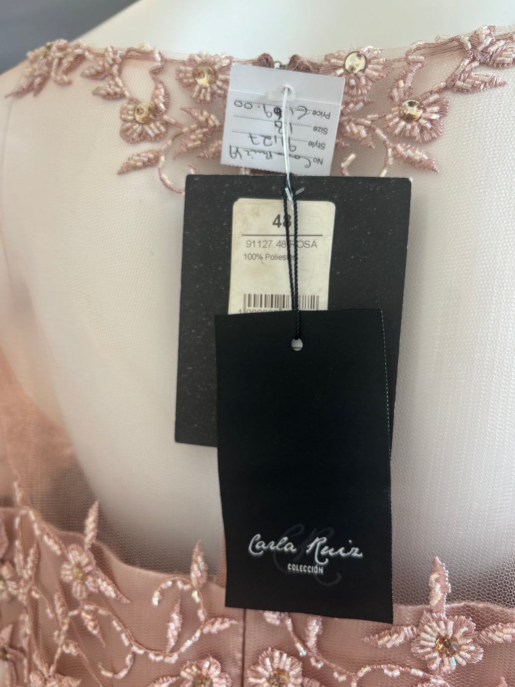 Carla Ruiz Embellished Lace Maxi Occasion Dress – Blush Pink – UK 18 BNWT