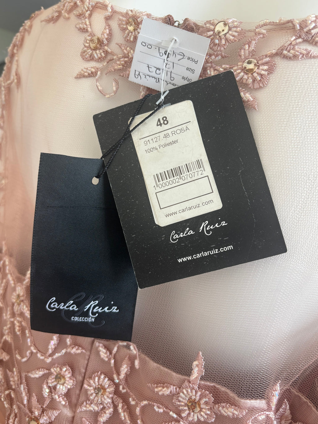 Carla Ruiz Embellished Lace Maxi Occasion Dress – Blush Pink – UK 18 BNWT