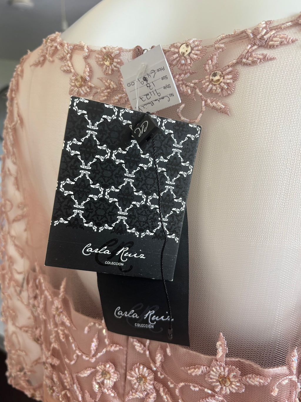 Carla Ruiz Embellished Lace Maxi Occasion Dress – Blush Pink – UK 18 BNWT